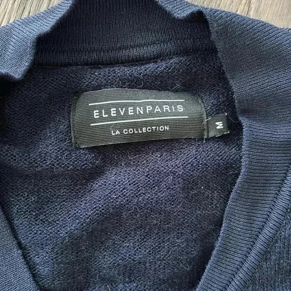 🔥Eleven Paris🔥 | Dark Navy  wool blend zip up sweater - Picture 8 of 15